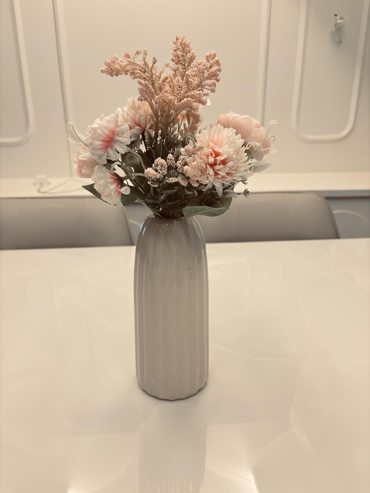 Artificial Multiflora Flower Roses Fake Sticks Bunch Without Vase Pink Fabric