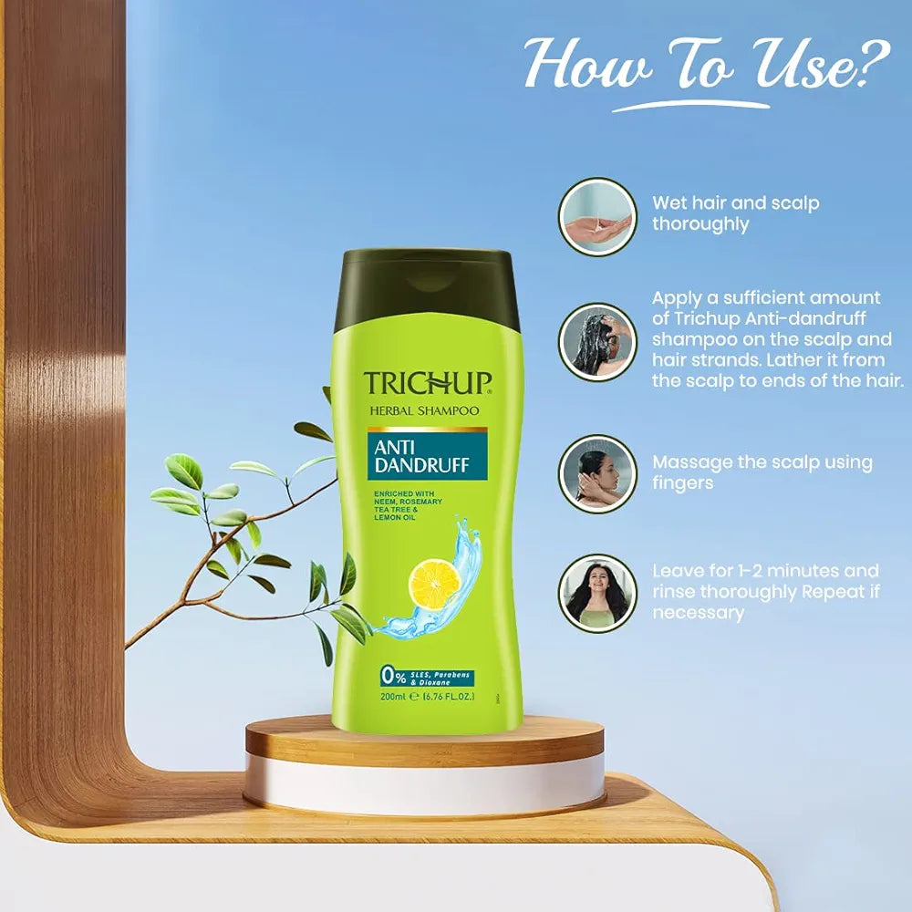Trichup Anti Dandruff Herbal Shampoo With Neem, Rosemary & Tea Tree Oil 200 ml