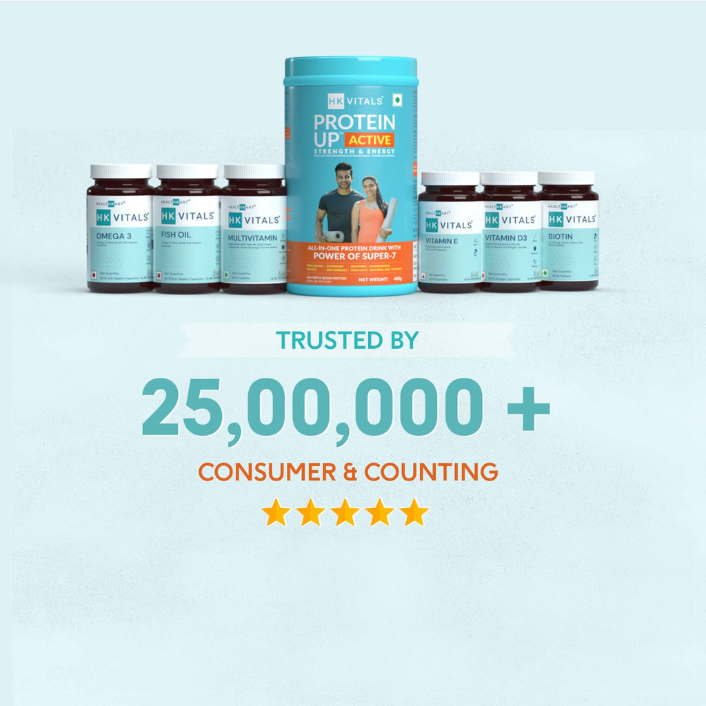 HealthKart HK Vitals ProteinUp Active (Chocolate, 400g / 0.88lbs) | All in One Triple Blend Protein | For Strength, Immunity, and Stress-Relief