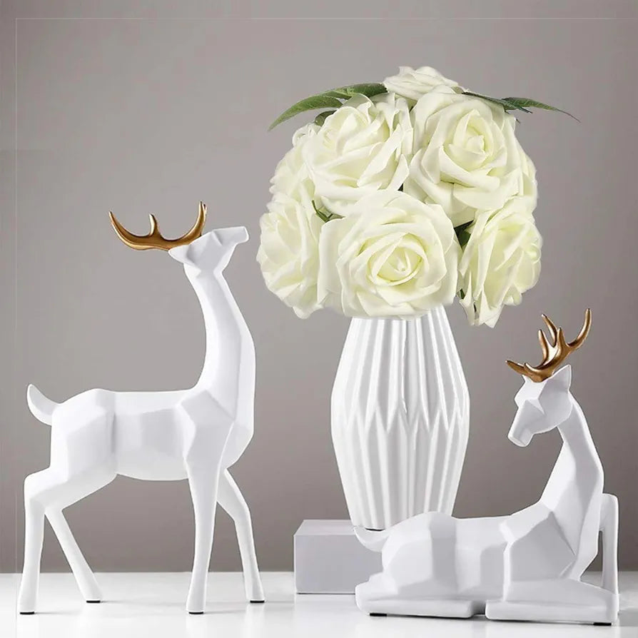 Artificial Flowers Cream Fake Roses Real Looking Foam Roses Flowers w/Stem Cream