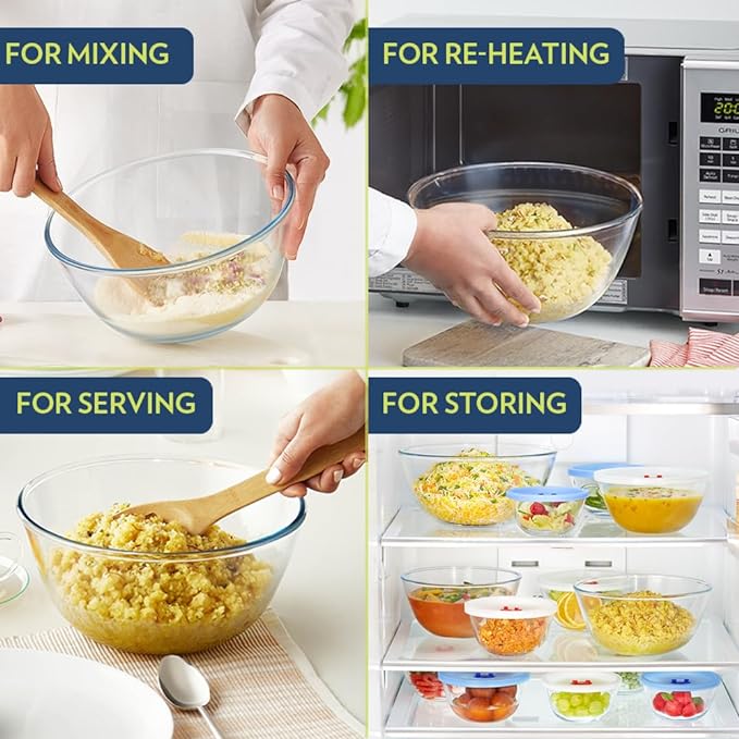 Borosil 2.5 L Serving & Mixing Borosilicate Glass Bowl | Multipurpose Round Bowl for Kitchen & Dinning