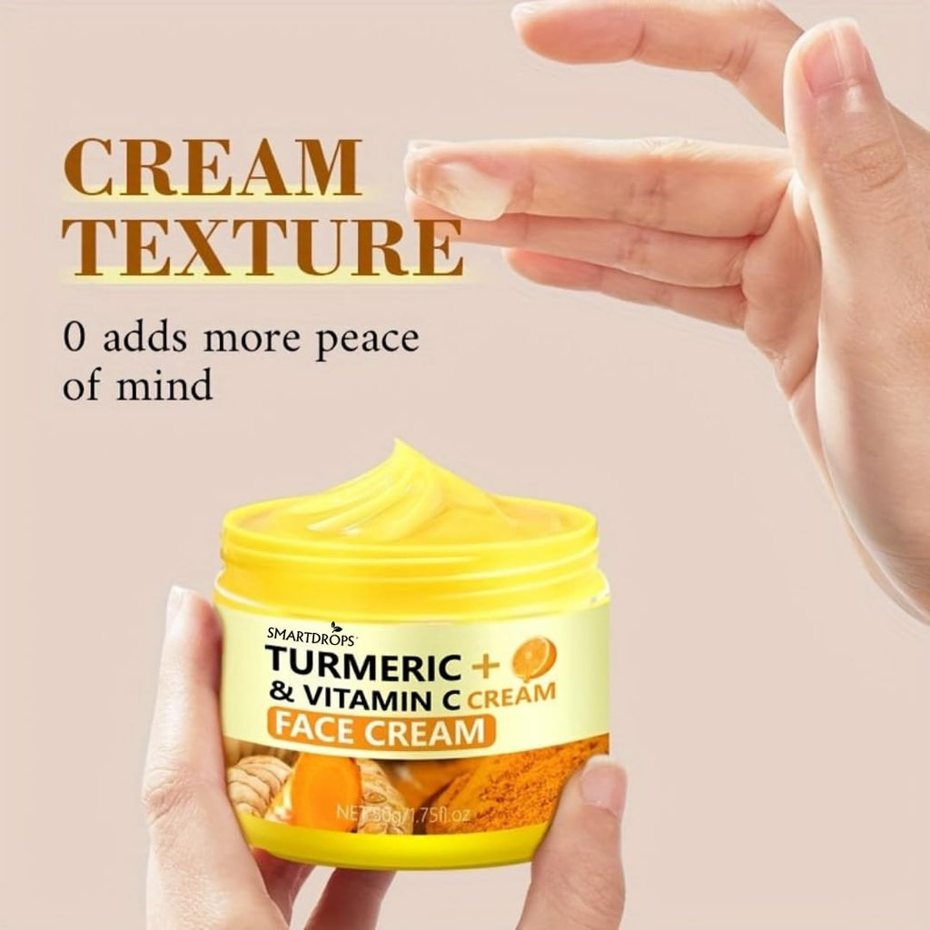 Smartdrops Turmeric and Vitamin C Face Cream Daily Skin Care Moisturizing Cream for Face Care Routine, Facial Moisturizing Cream for Routine Skin Care - 50 g (Pack 1)