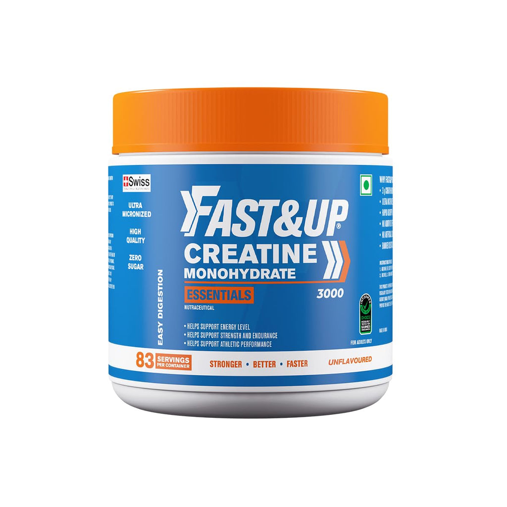 Fast&Up Creatine Monohydrate Powder | 100% Pure Micronized Creatine Supplement for Muscle Growth, Strength & Recovery | Unflavoured Creatine Powder, 250g (83 Servings)