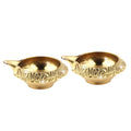 Shubhkart  Brass Kuber Diya for Pooja Heavy Base Oil Lamp Traditional Brass Diya Set of 2