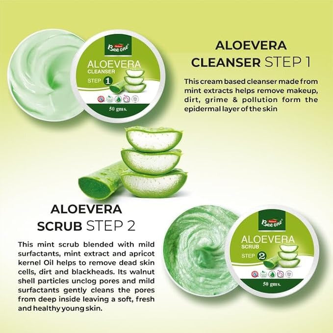 BeeOne Complete 5 step Aloevera Facial Kit for Radiance & Youthful Glow - 312 gms