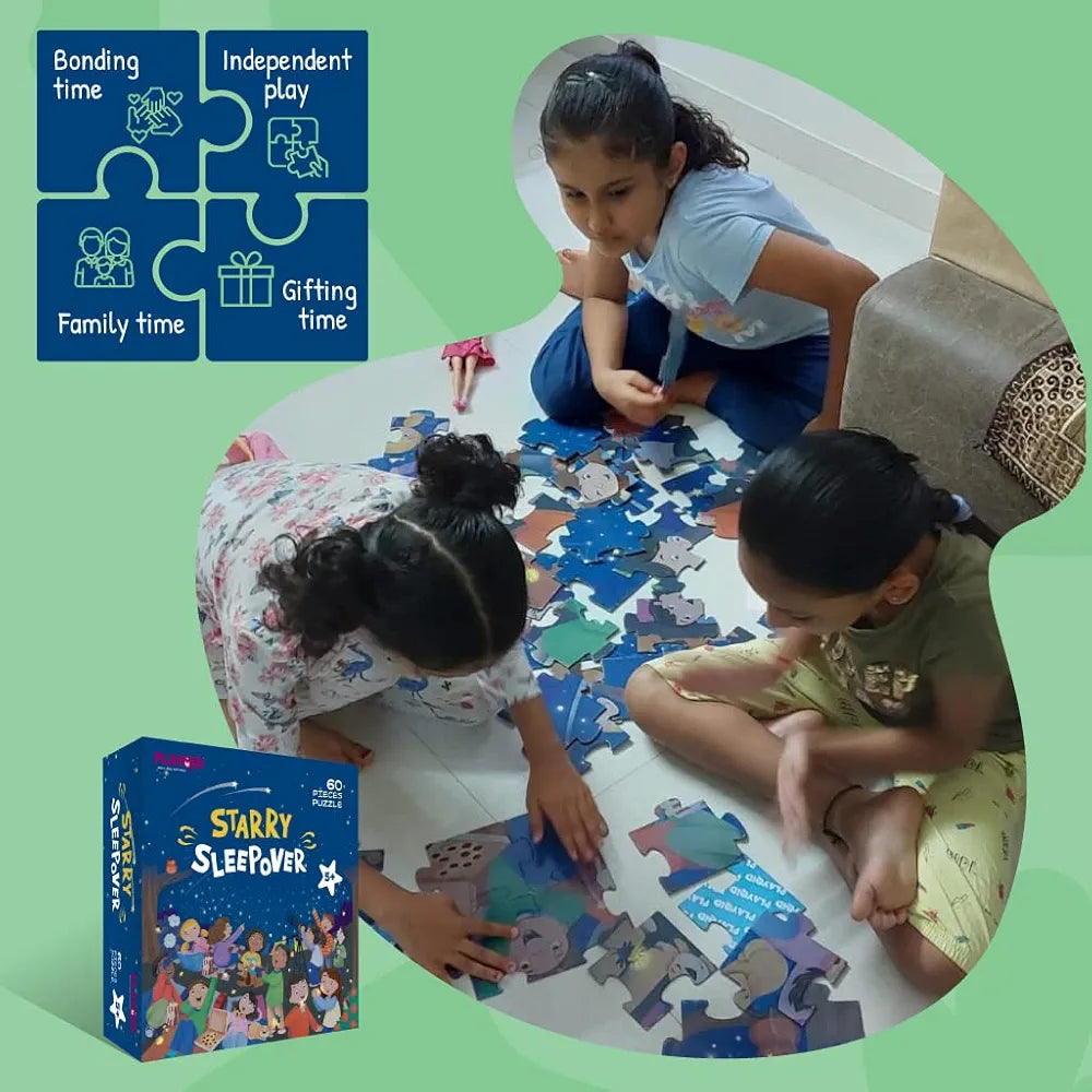 Playqid Puzzle for Kids Age 4 to 7 Years, 3 x 2 Feet-60 Large Pieces | Jigsaw Floor Puzzle Games for Kids Childrens Brain Booster Camping Night Starry