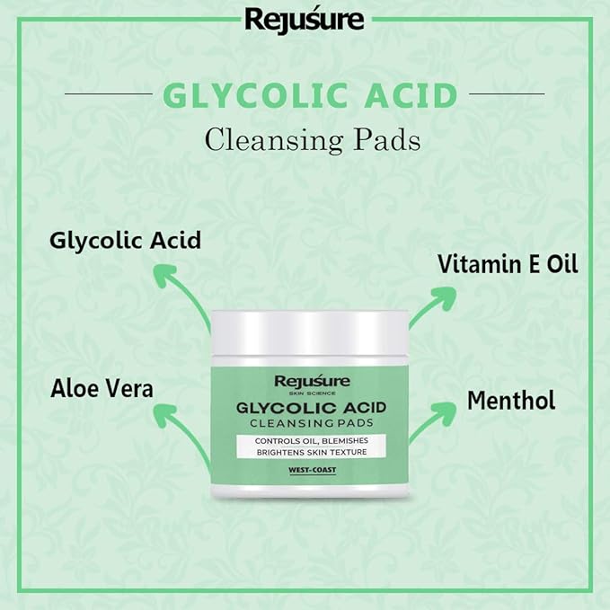 Rejusure Glycolic Acid Cleansing Pads - 25 Pads