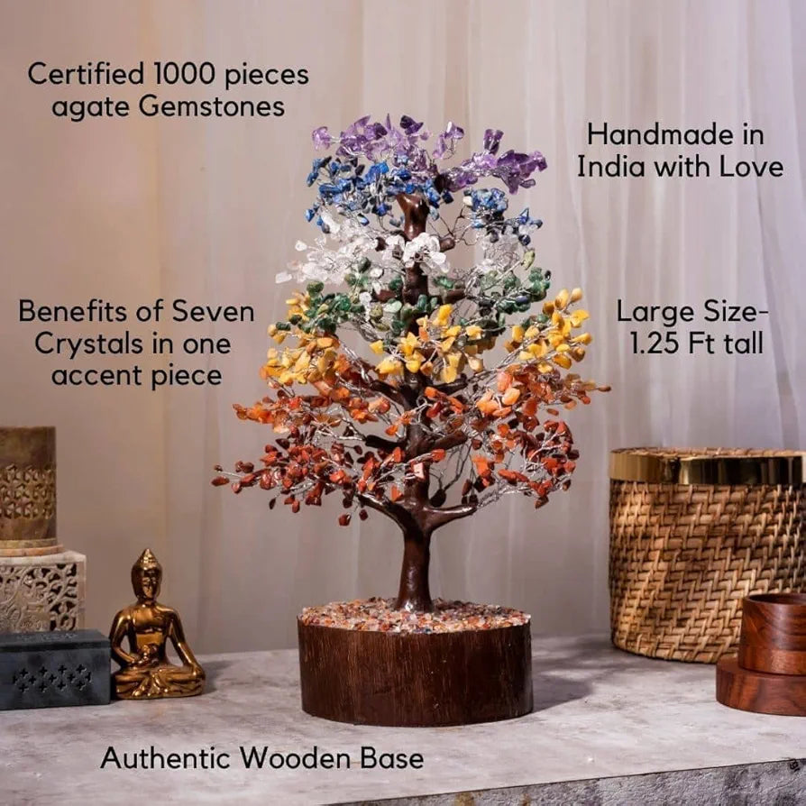 Ritualistic Chakra Crystal Tree with Gemstones Handcrafted for Energy Healing Meditation