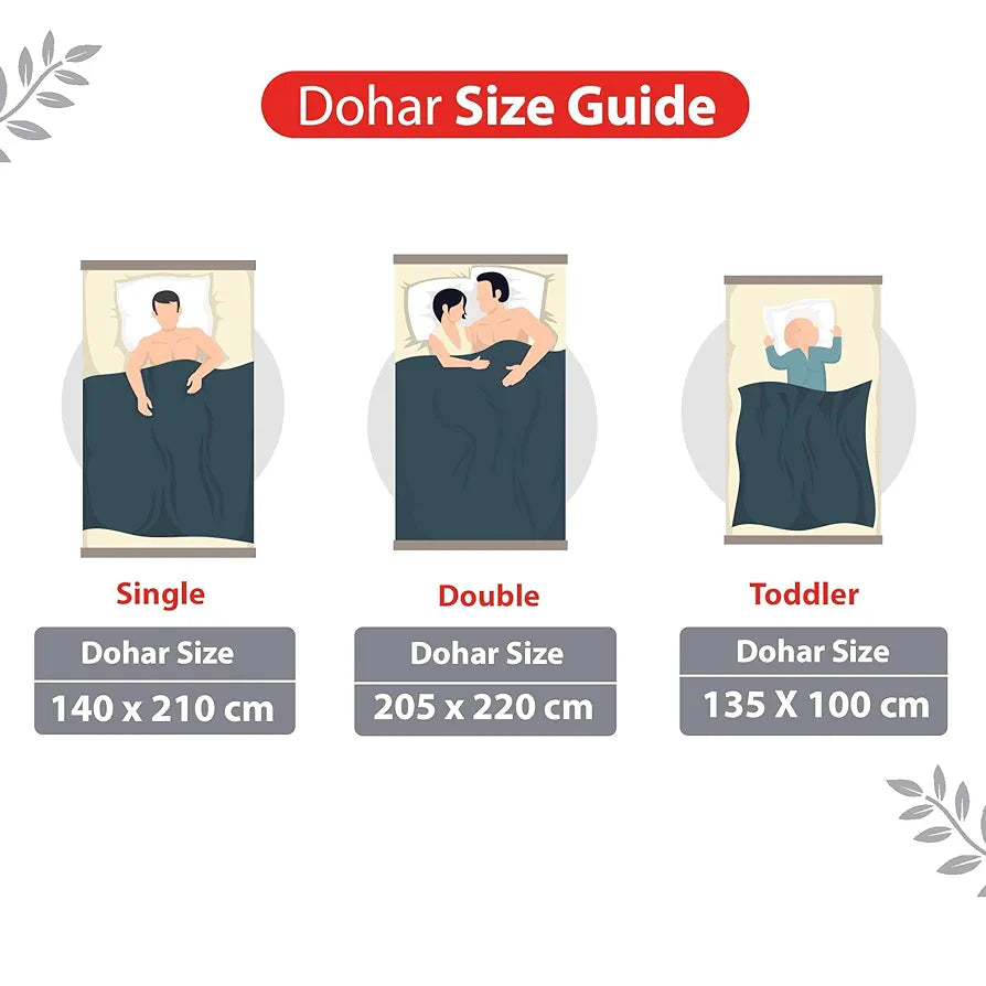Divine Casa Floret 100% Cotton Double Dohar 120 GSM Soft & Lightweight Throw Blanket Colour Royale
