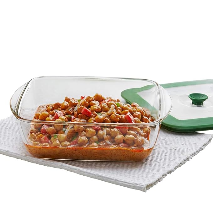 Borosil Glass Dish With Lid | 1 Piece | 1000ml | Transparent