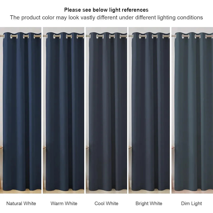 Cloth Fusion Blackout Window Curtains 5 Feet Long Set of 2 Room Darkening Blackout Indigo Blue