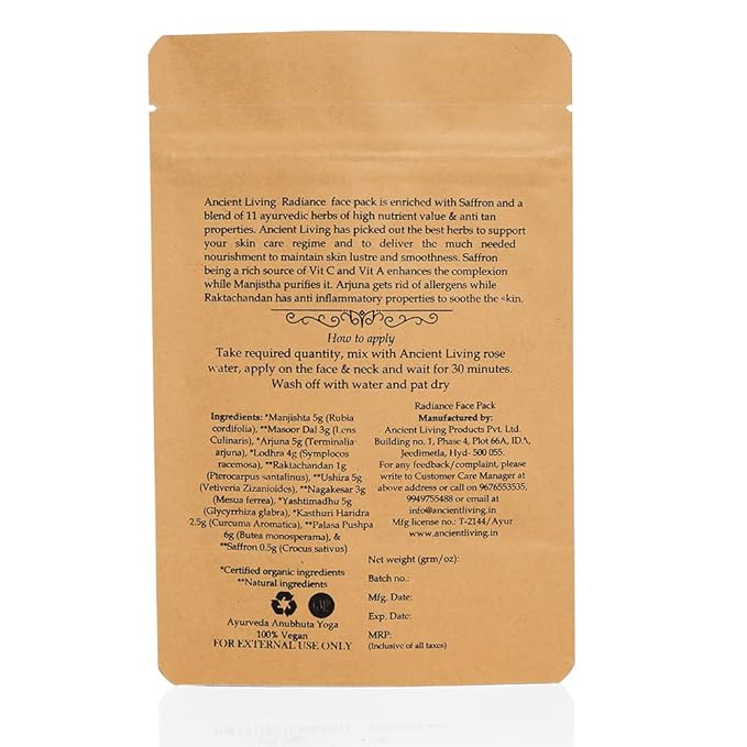Ancient Living Organic Skin Radiance Face Pack - 40 gms