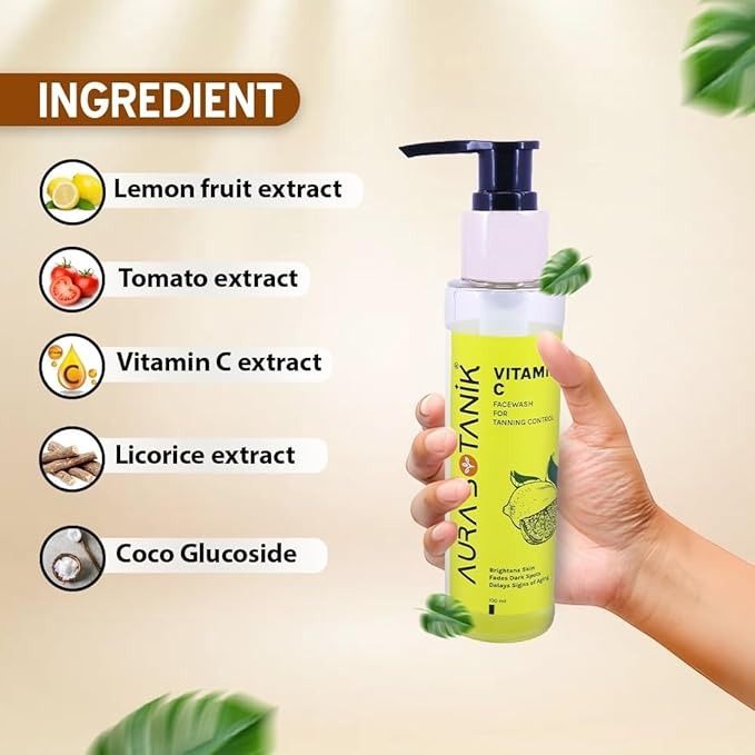 Aura Botanik Facewash for Tanning Control with Vitamin C & Rosehip Essential Oil - 100 ml