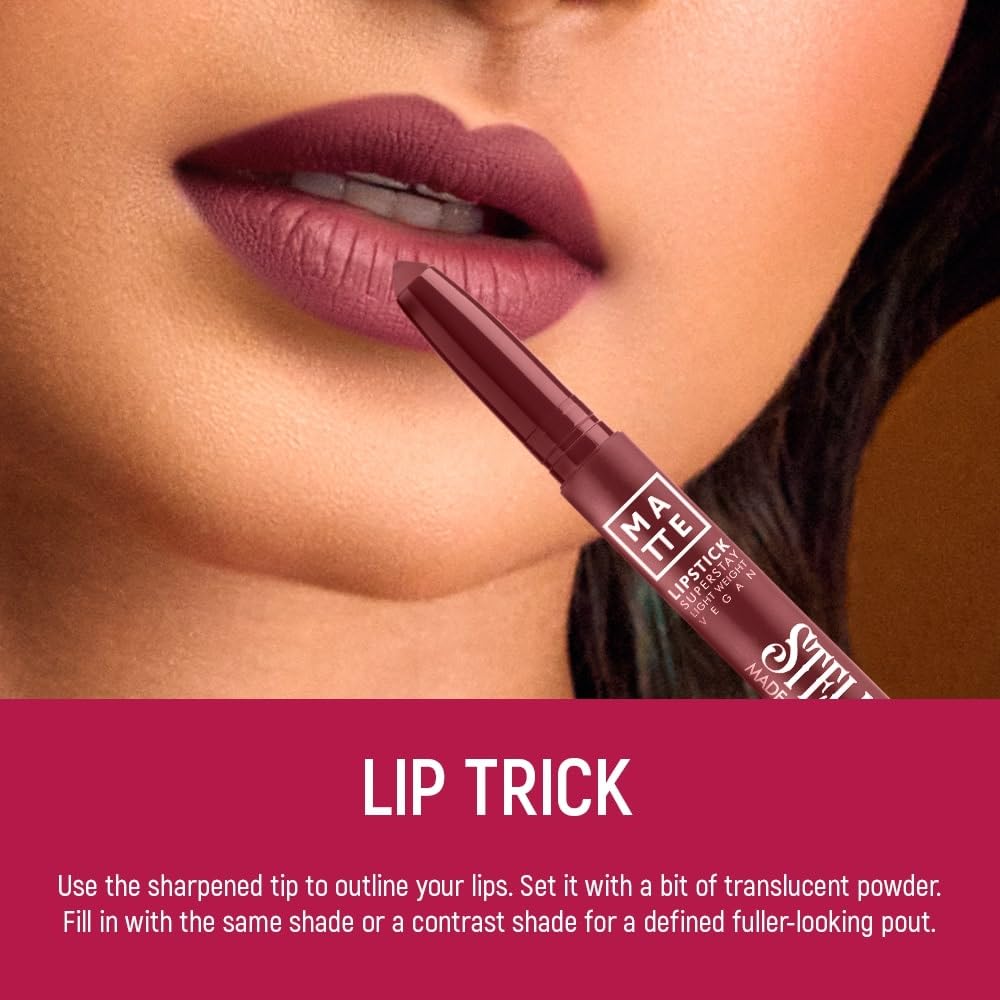 Daily Life Forever52 Stellar Matte Lipstick Crayon| Intense Pigment & Ultra-Matte Finish| Smudge-Proof, Waterproof & Long-Lasting| Enriched with Jojoba Oil for Soft, Hydrated Lips| Built-In Sharpener (Bubblegum Pop-07)