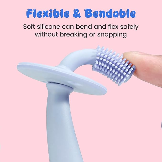 Kidology 360° Baby Teether Toothbrush with Suction Base Gentle Cleaning Blue