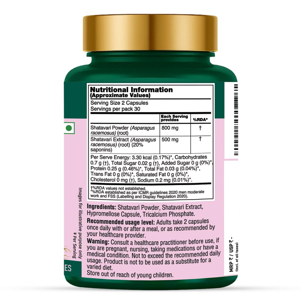 VAHDAM Shatavari Capsules | Menopause, Lactation, Postnatal Recovery & Hormonal Balance | 5X More Potent than Regular Powder | Dual Spectrum Formula | Vegan, Gluten-Free | 60 Veg Capsules