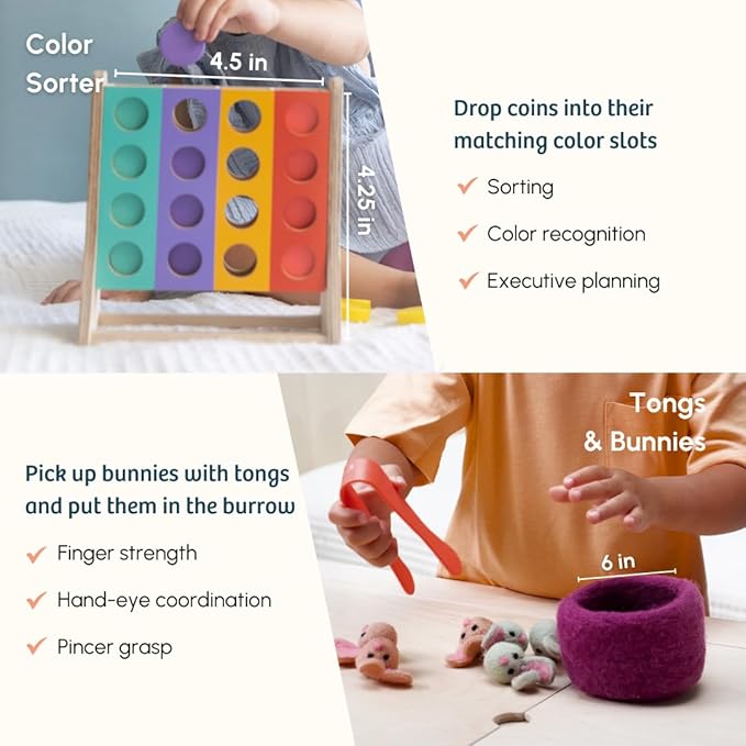 Curious Cub Montessori Learning Wooden Toys | Box 11 | Hand-eye Coordination, Brain Development