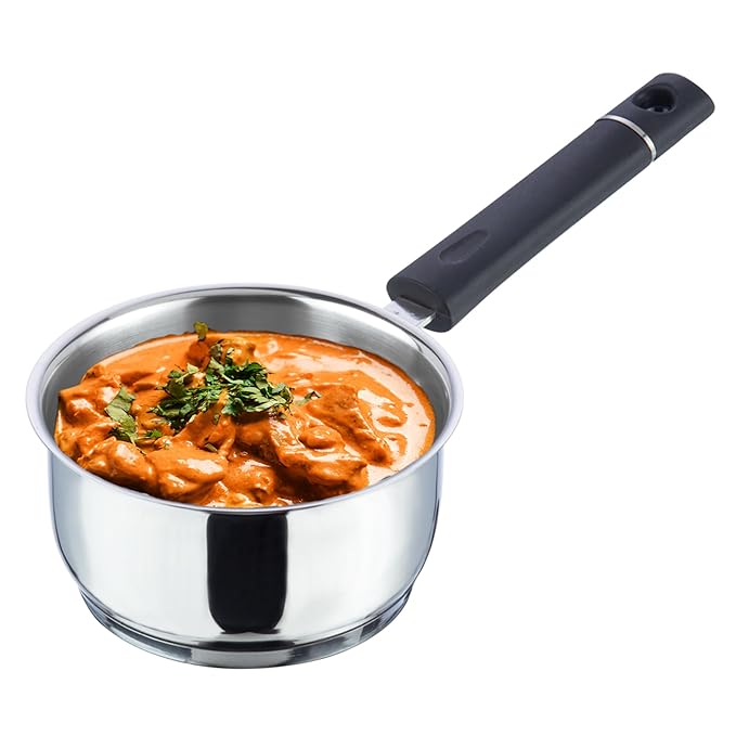 Vinod Tivoli Heavy Guage Stainless Steel Saucepan - 2.3 Litre (18cm) | SAS Bottom | 2 Layer Extra Thick Aluminum Core