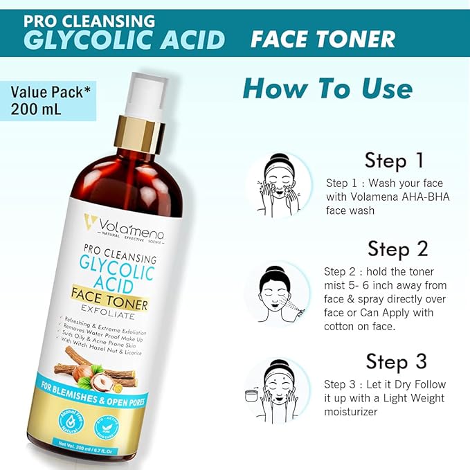 Volamena Pro Clear Glycolic Acid Face Toner For Glowing Skin - 200 ml