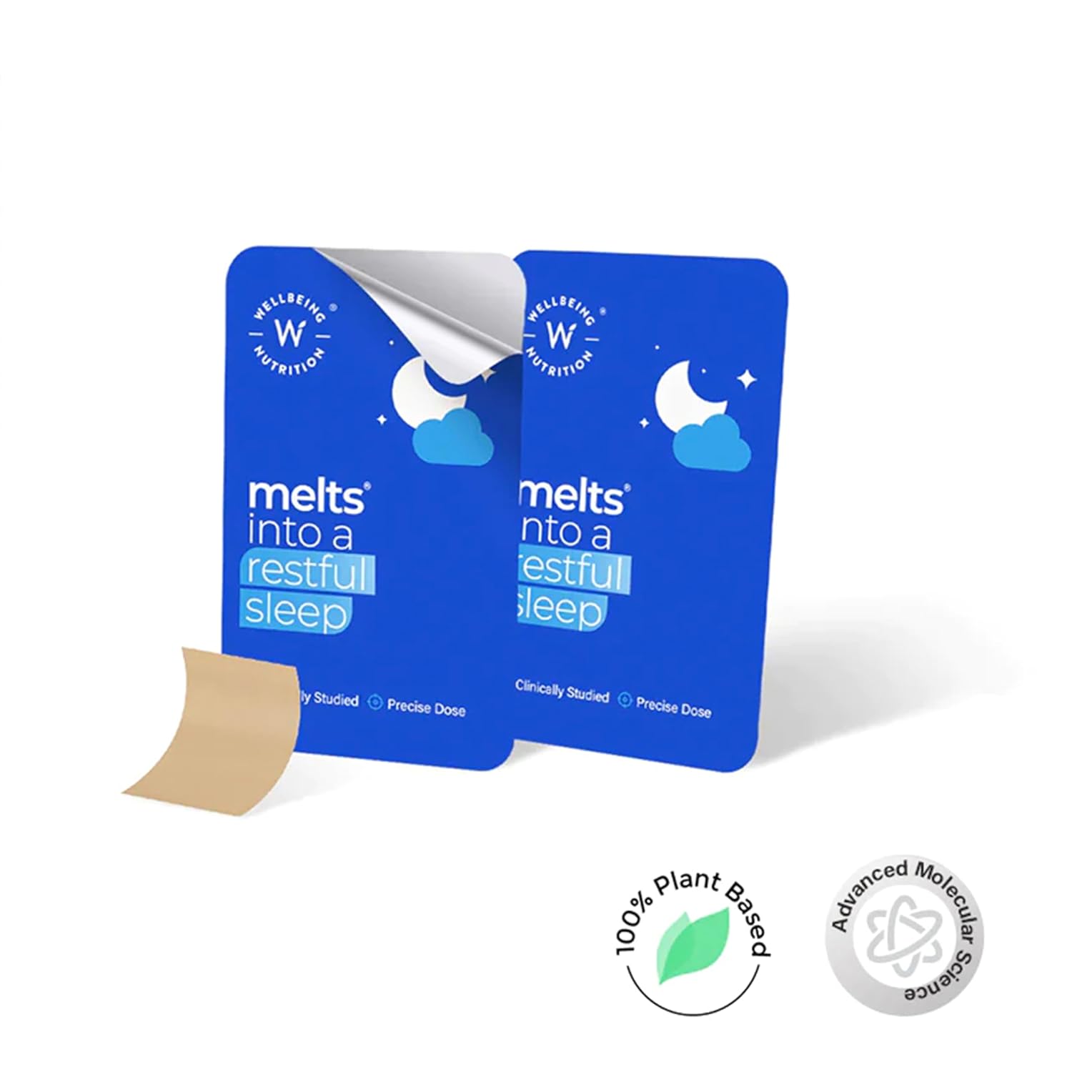 Wellbeing Nutrition melts Restful Sleep | Plant-Based Melatonin 5mg for Deep Sleep, Stress Relief | Clinically Proven, Safe & Non-Addictive with Chamomile, Tagara, L-Theanine | 30 Oral Thin Strips