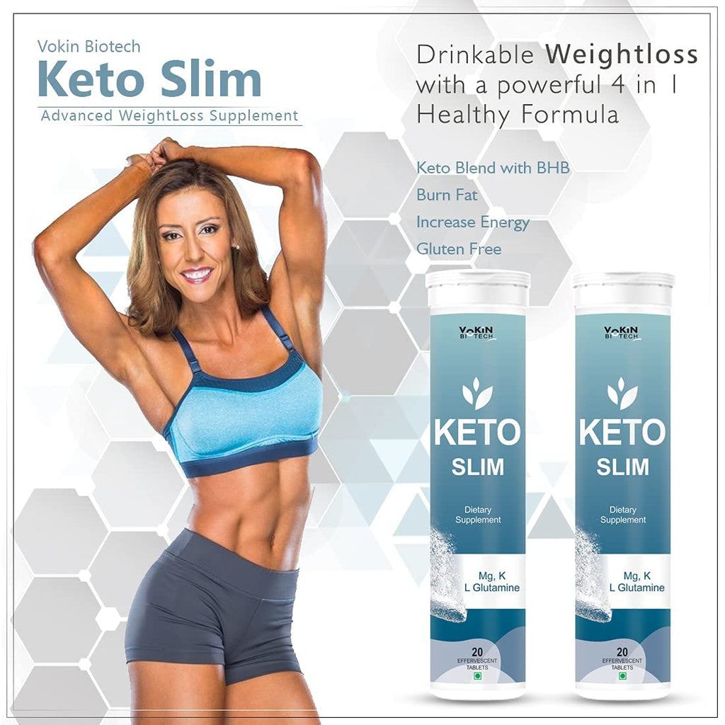 Vokin Biotech Keto Slim Tablets For Weight Loss Dietary Supplement Effervescent Water Soluble (20 Tablets)