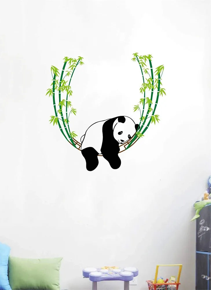 Decal O Decal Vinyl Panda On Swing Animal Self Adhesive Wall Stickers