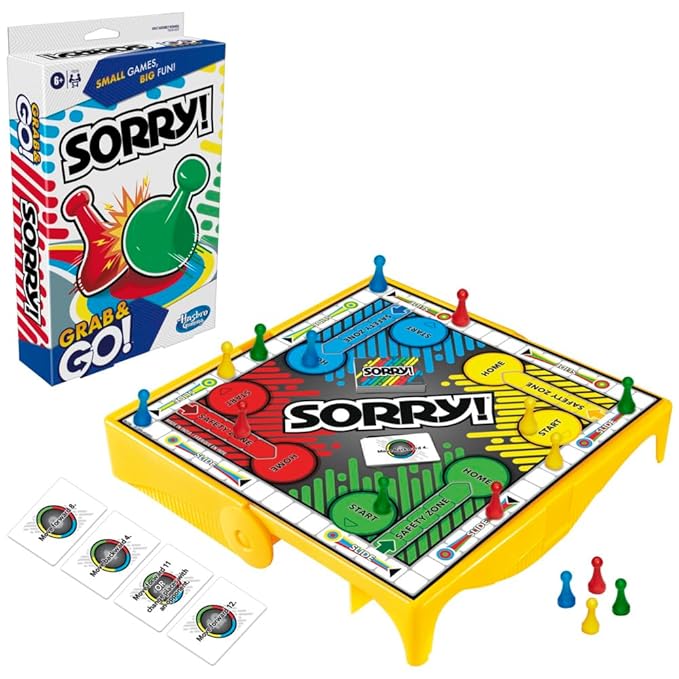 Hasbro Gaming Sorry Grab and Go Game for Kids Ages 6 and Up