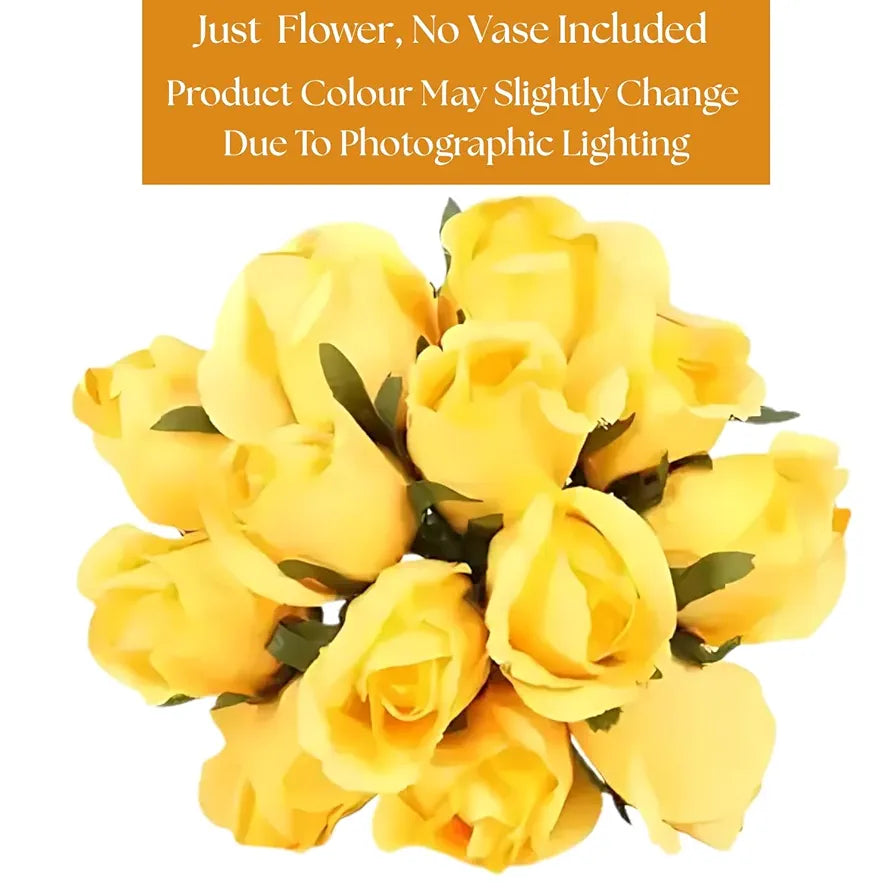 Artificial Rose Flower Bunches for Vase Premium Decorative Gift Items Set of 12
