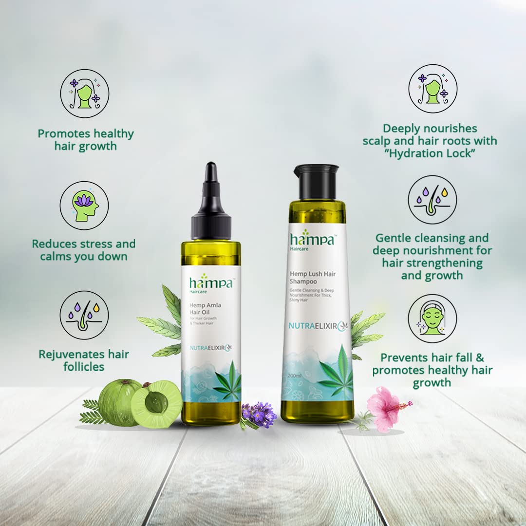 Hampa Hemp Amla Hair Oil and Lush Hair Shampoo Combo