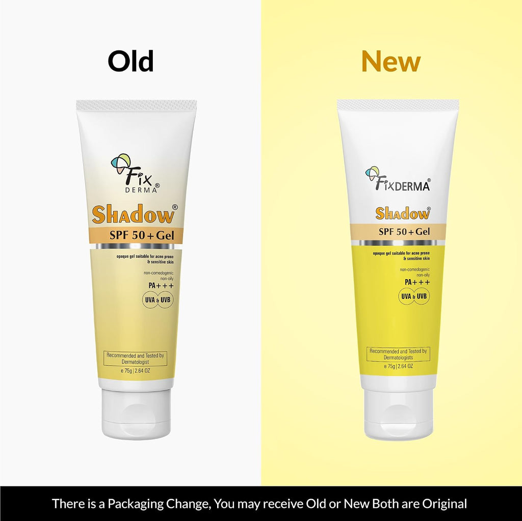 Fixderma Shadow Sunscreen SPF 50+ PA+++ Gel | Sunscreen SPF 50 for Oily, Acne Prone & Normal Skin | Broad Spectrum & UVA & UVB Protection | Lightweight | No White Cast | For Unisex - 75G