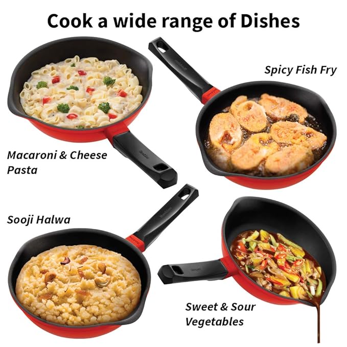Hawkins 22 cm Frying Pan Die Cast Non Stick Fry Pan Ceramic Coated Pan Red