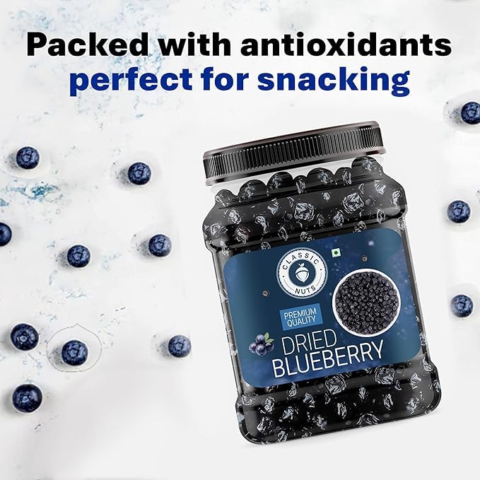 Classic Nuts Dried Blueberry Plum| Dehydrated Blueberries | Ready to Eat Dried Fruit for Baking, Smoothies, Breakfast, Desserts, Trail Mix & Healthy Snacking | Sweet Fruity Taste