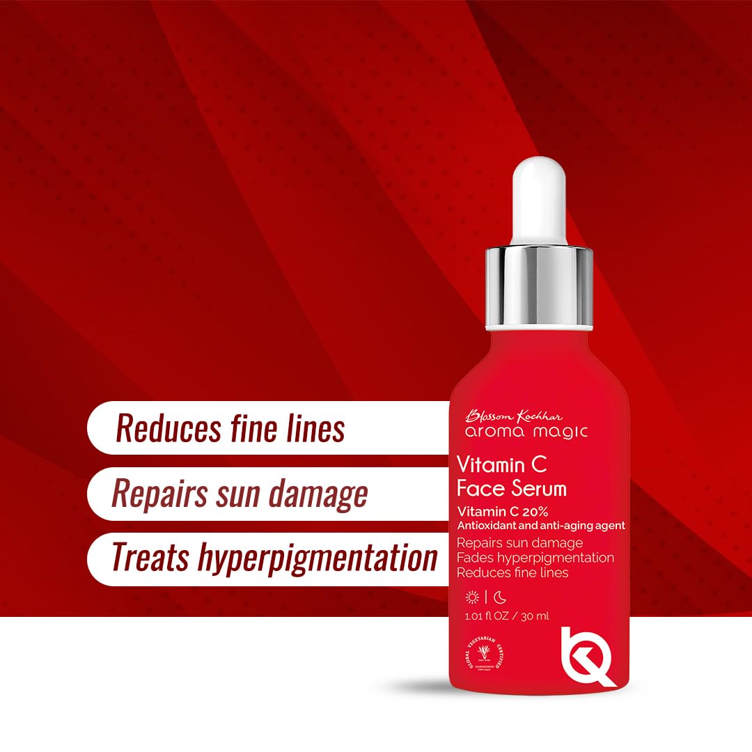 Aroma Magic 20% Vitamin C Face Serum | Anti-aging Agent, Orange Extract for Dark Spots, Pigmentation & Glowing Face - 30 ml | Pack of 1