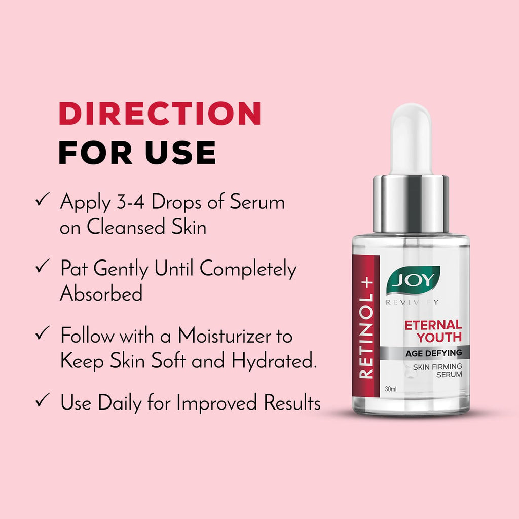Joy Eternal Youth Retinol Face Serum for Anti Ageing | Skin Firming Serum with Powerful Ingredients to Fight Premature Skin Aging | Suitable For All Skin Types (30ml)