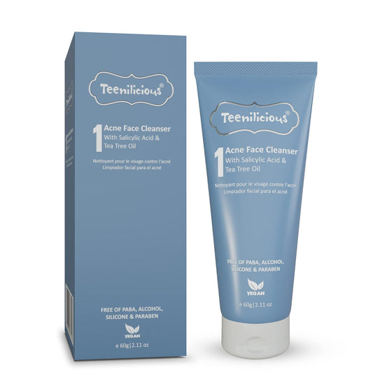 Teenilicious Acne Face Cleanser With 1.5% Salicylic Acid & Tea Tree Oil | Acne Face Cleanser For Men & Women | Face Cleanser For Blackheads & Whiteheads | For Oily Skin To Clear Skin Pores - 60gm