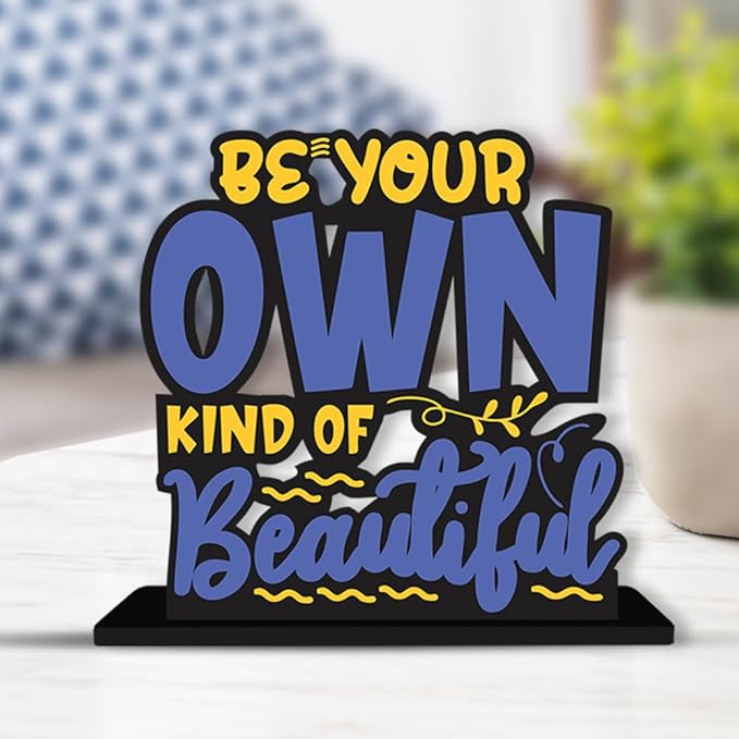 Artvibes Wooden Idols and Figurine Be Your Own Kind of Beautiful Quotes Table Decor for Office Desk Alphabet Showpiece
