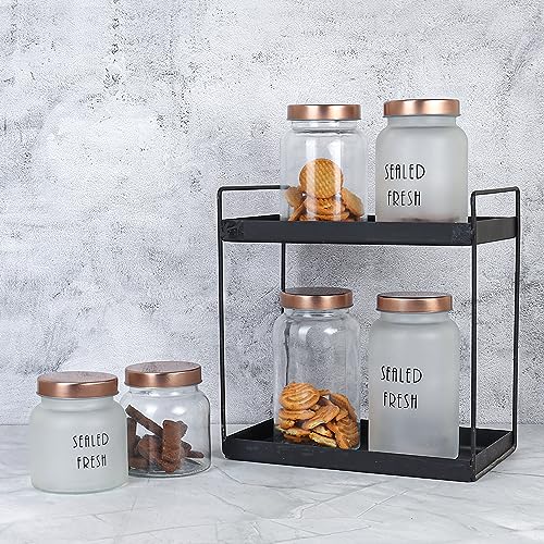 Femora Kitchen Storage Jars Clear Glass Jar With Steel Lid Air Tight Jar | 1000 Ml | Pack of 2 | Golden Lid