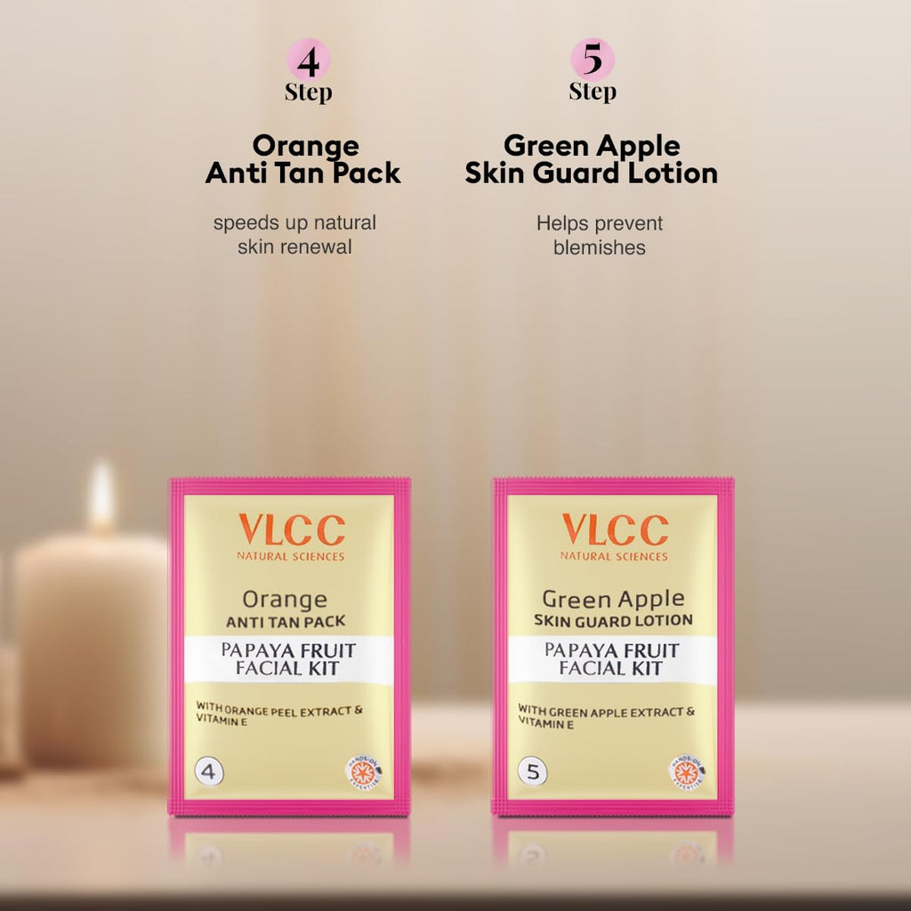 VLCC Salon Series Fruit Facial Kit - ( 6 Facials ) - 300g | At Home Fruit Facial | Tightens Skin, Lightens Dark Spots & Brightens Skin Tone | Papaya, Cucumber, Peach, Orange & Green Apple.