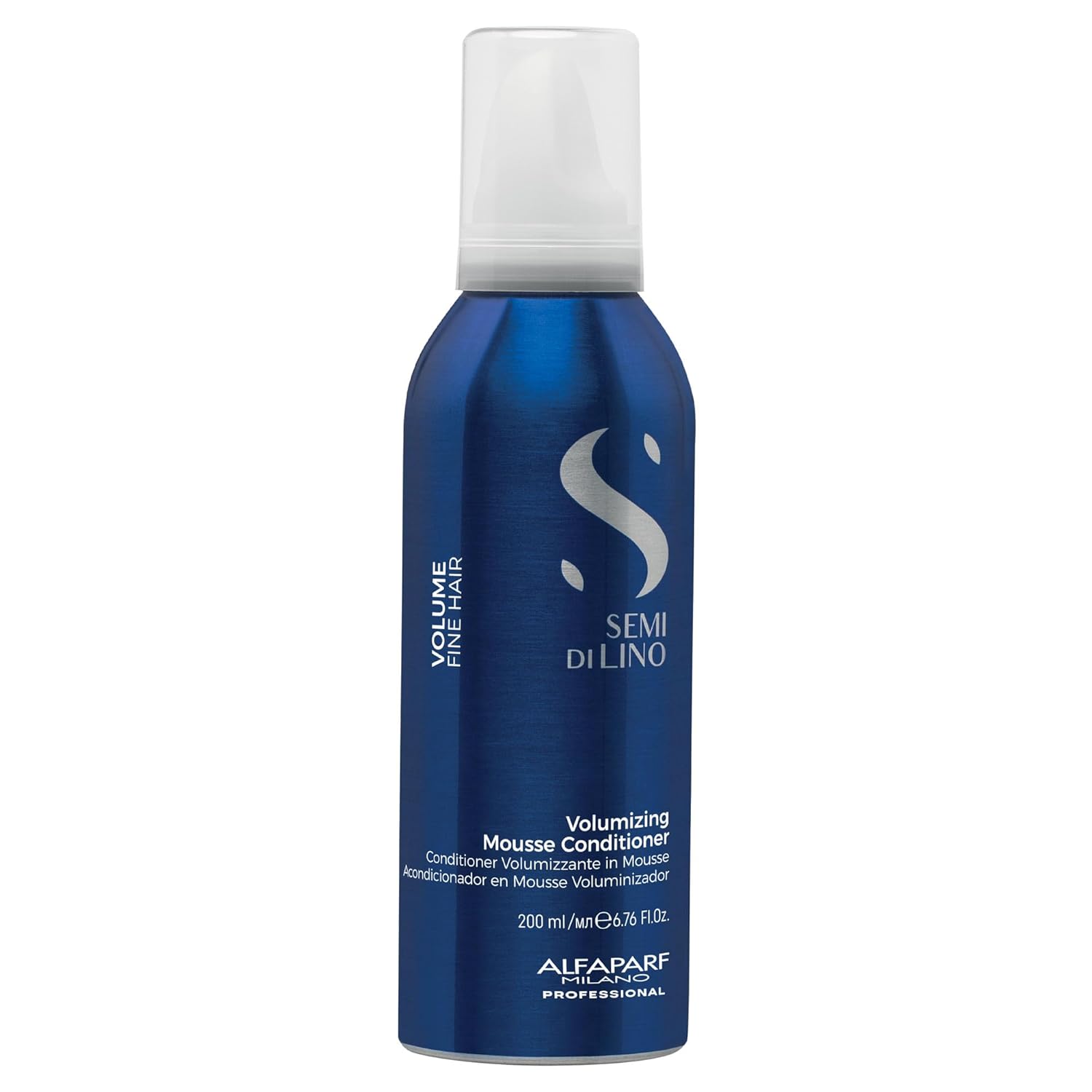 Alfaparf Milano Semi Di Lino Volume Mousse Conditioner for Fine Hair - Anti Frizz Hair Conditioner to Add Volume Body - Hair Thickening Foam - Sulfate Free Professional Salon Quality (6.76 Fl Oz).
