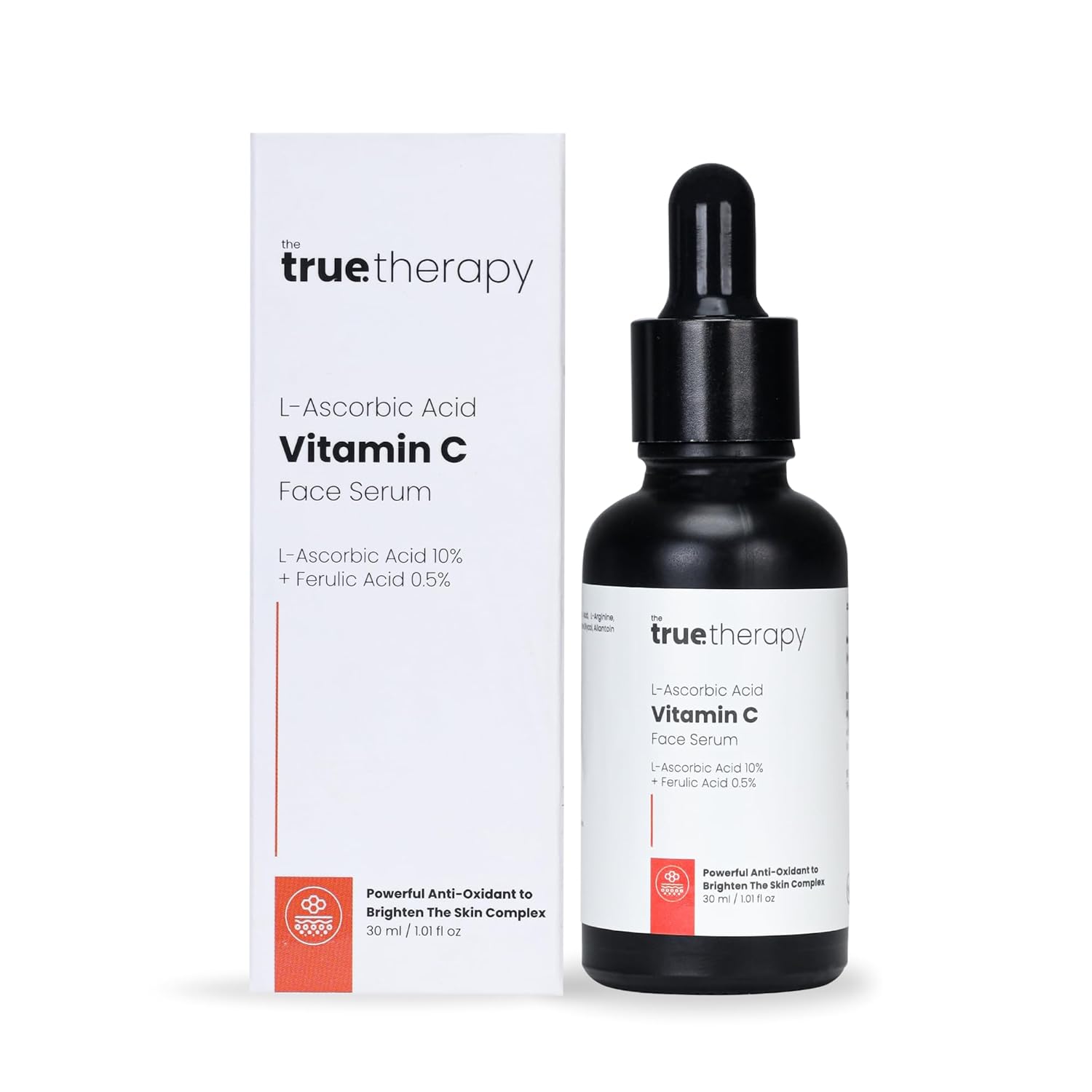 The True Therapy Vitamin C Serum for Glowing Skin, Skin Brightening Serum for Face with 10% L-Ascorbic Acid Face Serum, Fragrance Free â€“ 30 ml