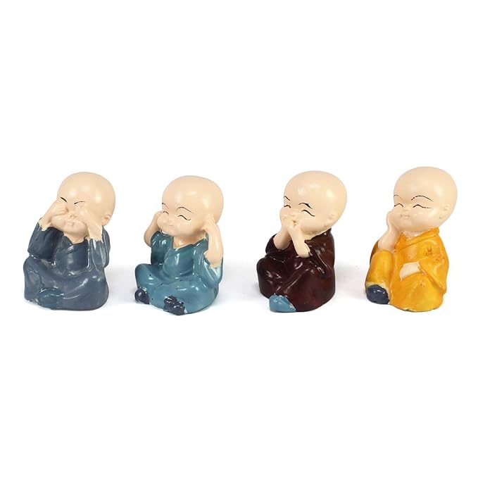 Ecraftindia Colorful 4 Monks Buddha Figurines