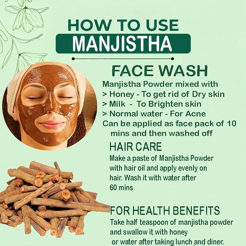 Organic Manjistha Root Powder - 200g | 100% Pure Ayurvedic Powder | Majith Stick Dried for Skin, Hair, Joint & Immune Support | Ultimate Skin & Health Remedy By Namo Organics