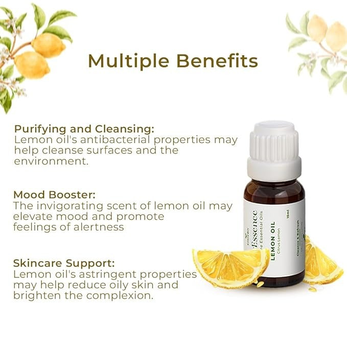 Xalivessence Lemon Essential Oil - 15 ml (Pack of 2)
