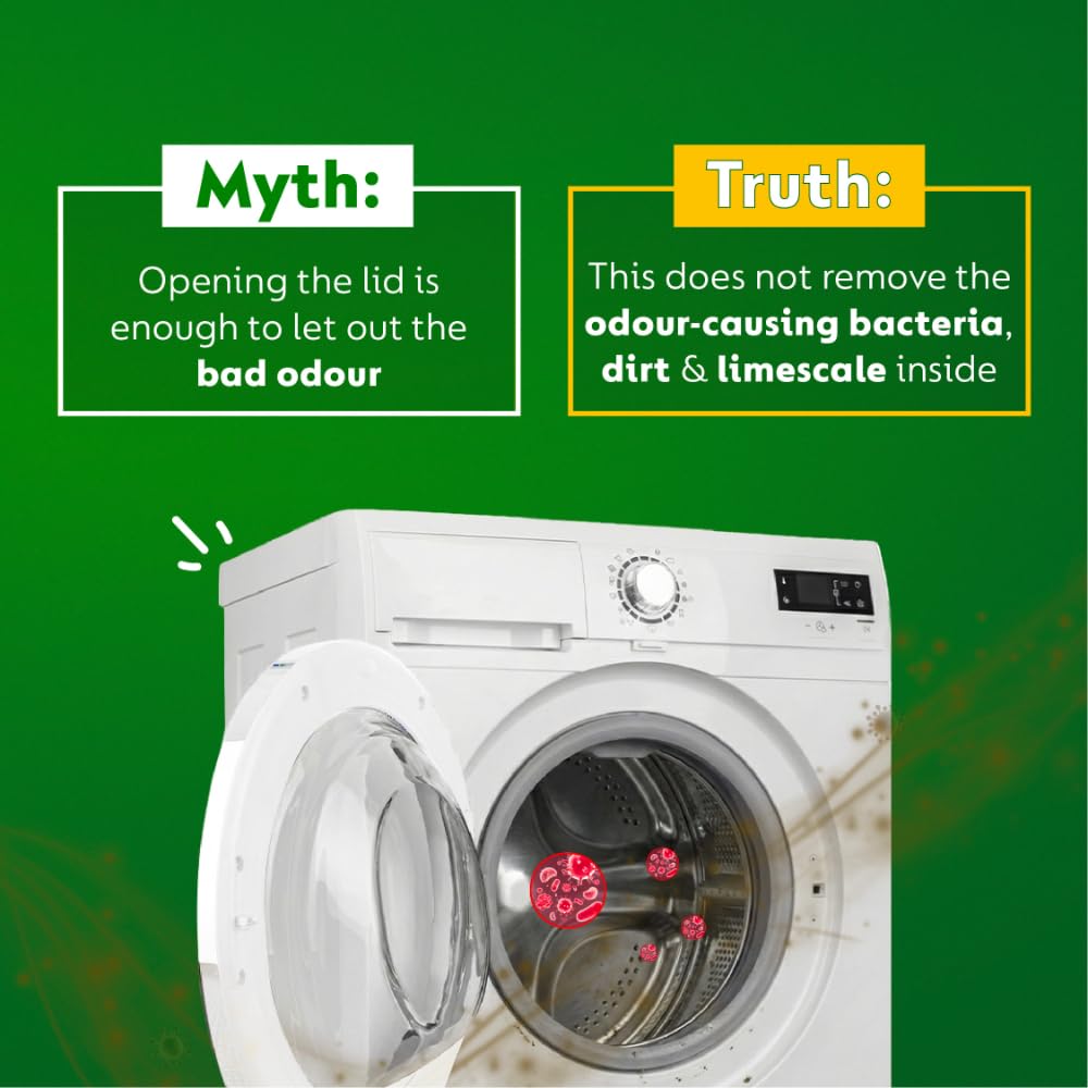 Dettol 5 in 1 Washing Machine Cleaner & Descaling Liquid for top load and front load| Lemon 250ml | Removes Limescale, Dirt and Bad odour | Kills 99.9%* Bacteria