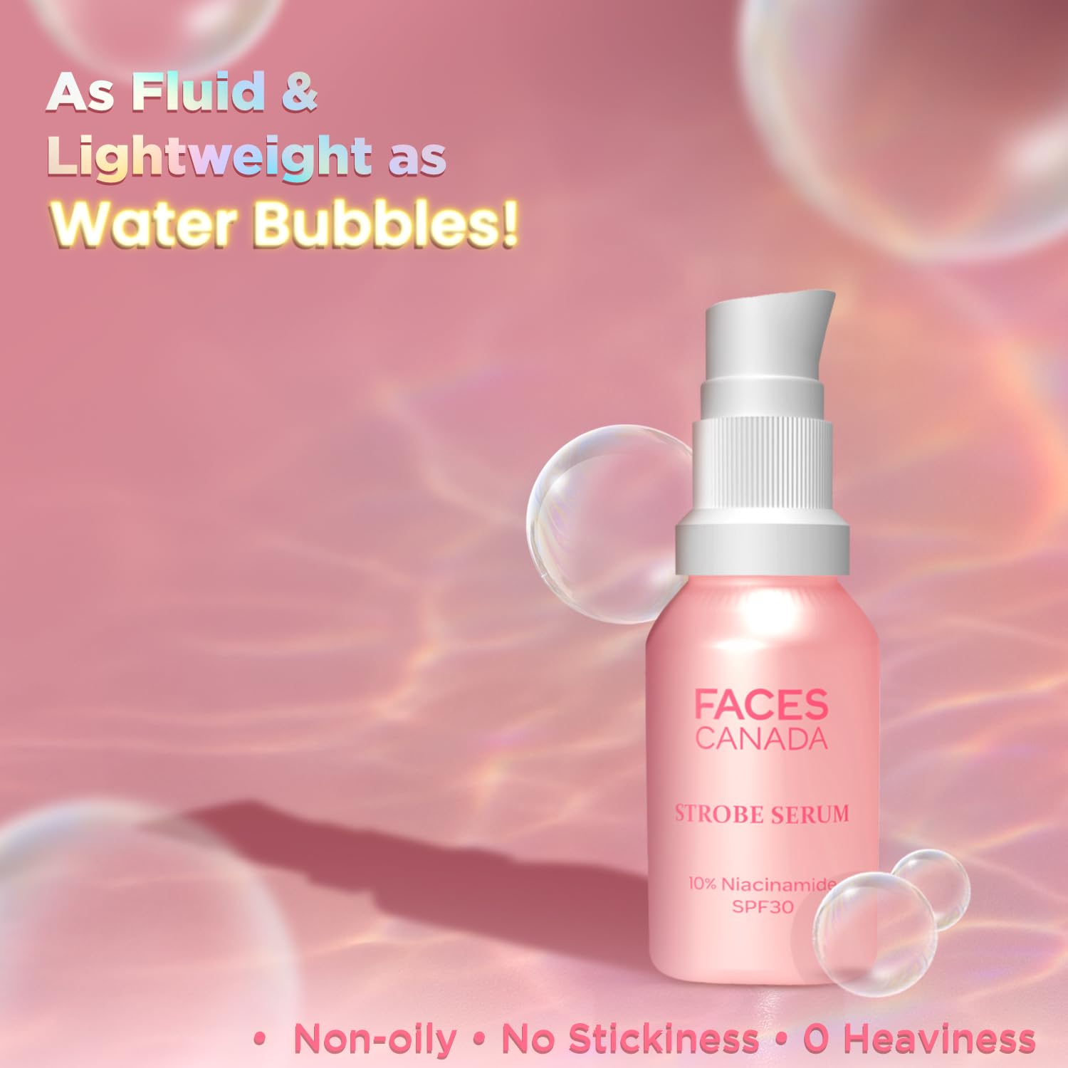FACES CANADA Strobe Serum Mini - 15ml | Brightening Serum + Strobe Cream + SPF 30 Sunscreen | 10% Niacinamide | Removes Dark Spots & Hyperpigmentation | GlowLift Complex | Instant Glow