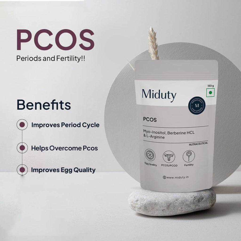 Miduty by Palak Notes PCOS Powder Myo Inositol and D Chiro Inositol PCOD, PCOS Women Support, Menstrual Cycle and Irregular Periods - 150g