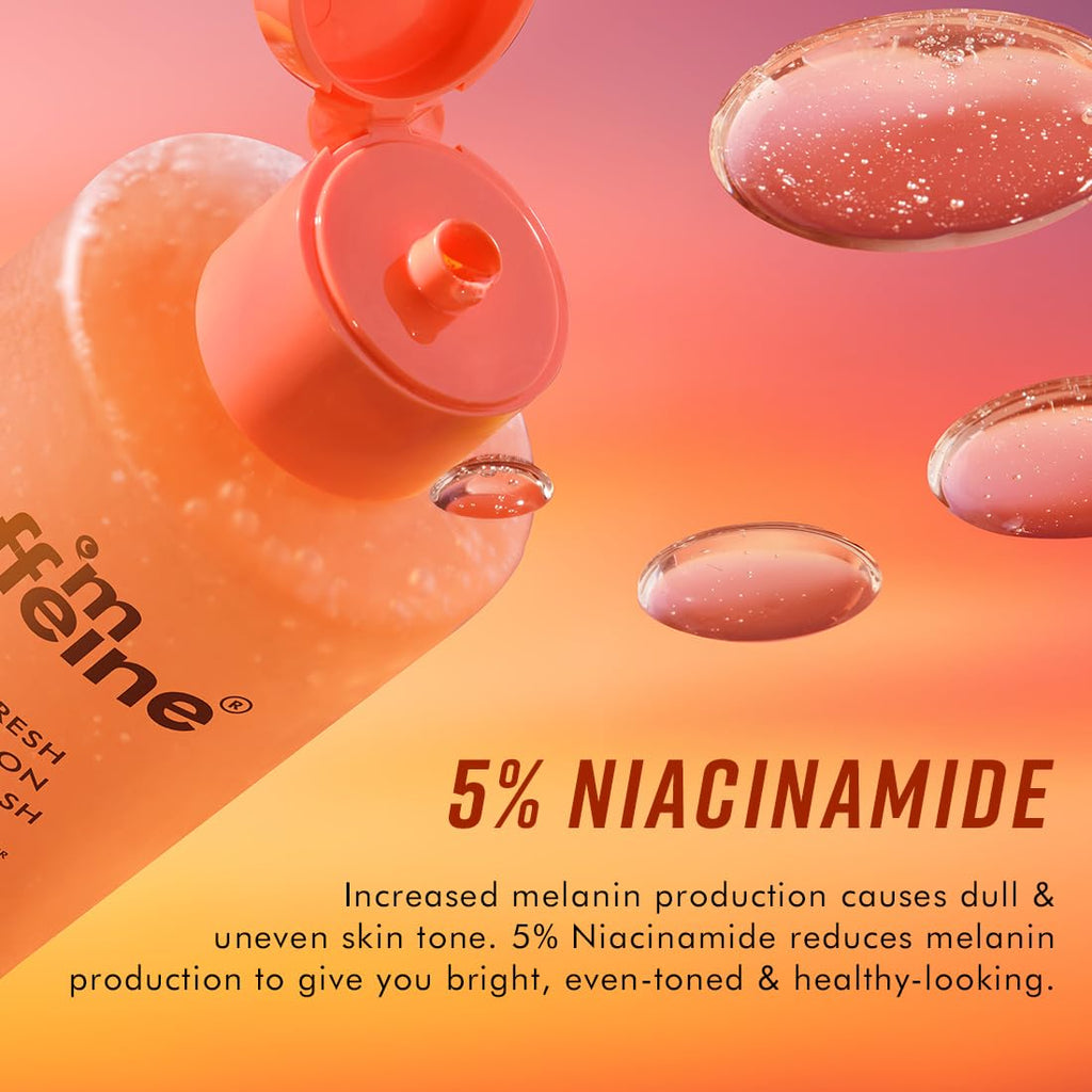 mCaffeine 5% Niacinamide, 3-in-1 Perfume Body Wash - Odour Control, & Long Lasting Musky Fragrance | Brightens & Even Tones Skin | For Men & Women (250 ml)