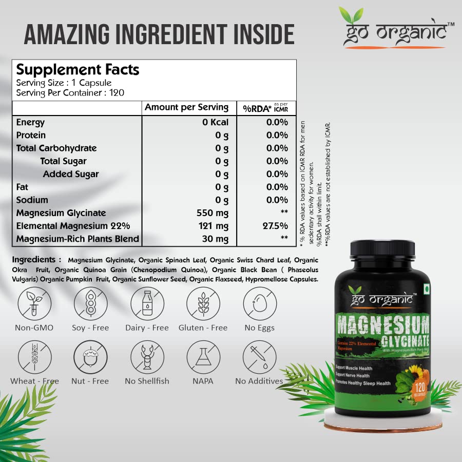 Go Organic vitamin d3 k2 as MK7 and Calcium Magnesium Zinc Vegetarian capsule, 120 Nos Each (VTC+MTVW)