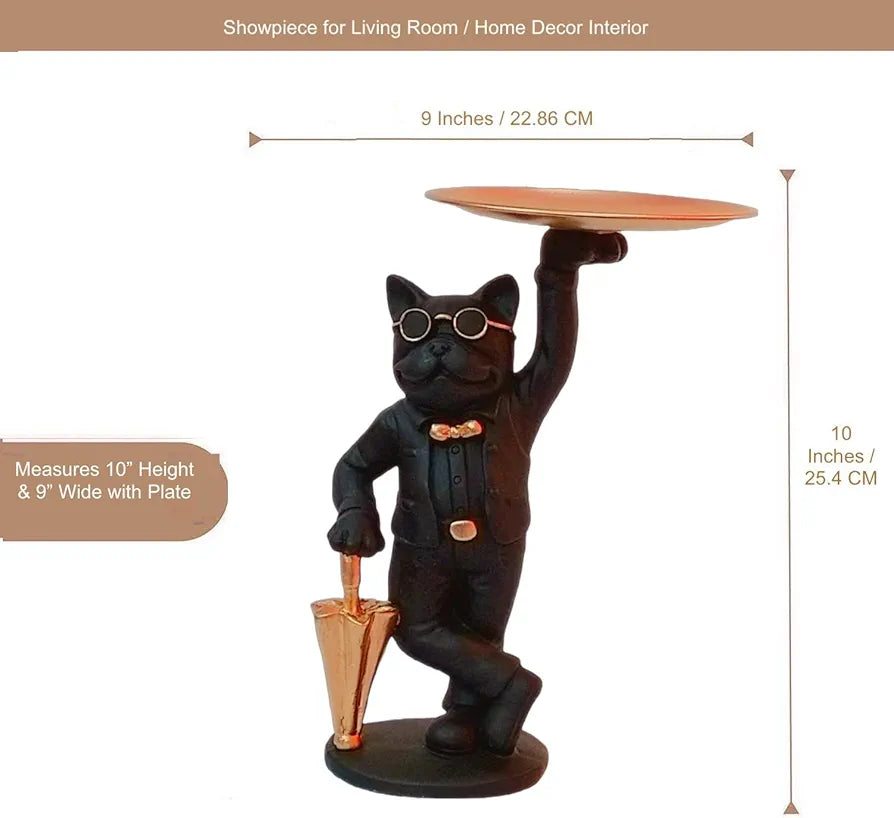 Alila Bulldog Animal Figurine Sculpture Statue Dog for Table Tray Keys Storage Jewelries Holder 10 inches