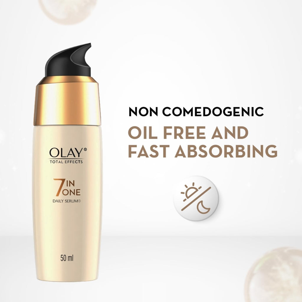 Olay Total Effects Serum |with Vitamin C, B5, Niacinamide, Green Tea |Fights 7 signs of ageing for glowing, hydrated and younger looking skin |Suitable for Normal, Dry, Oily & Combination skin |50 ML